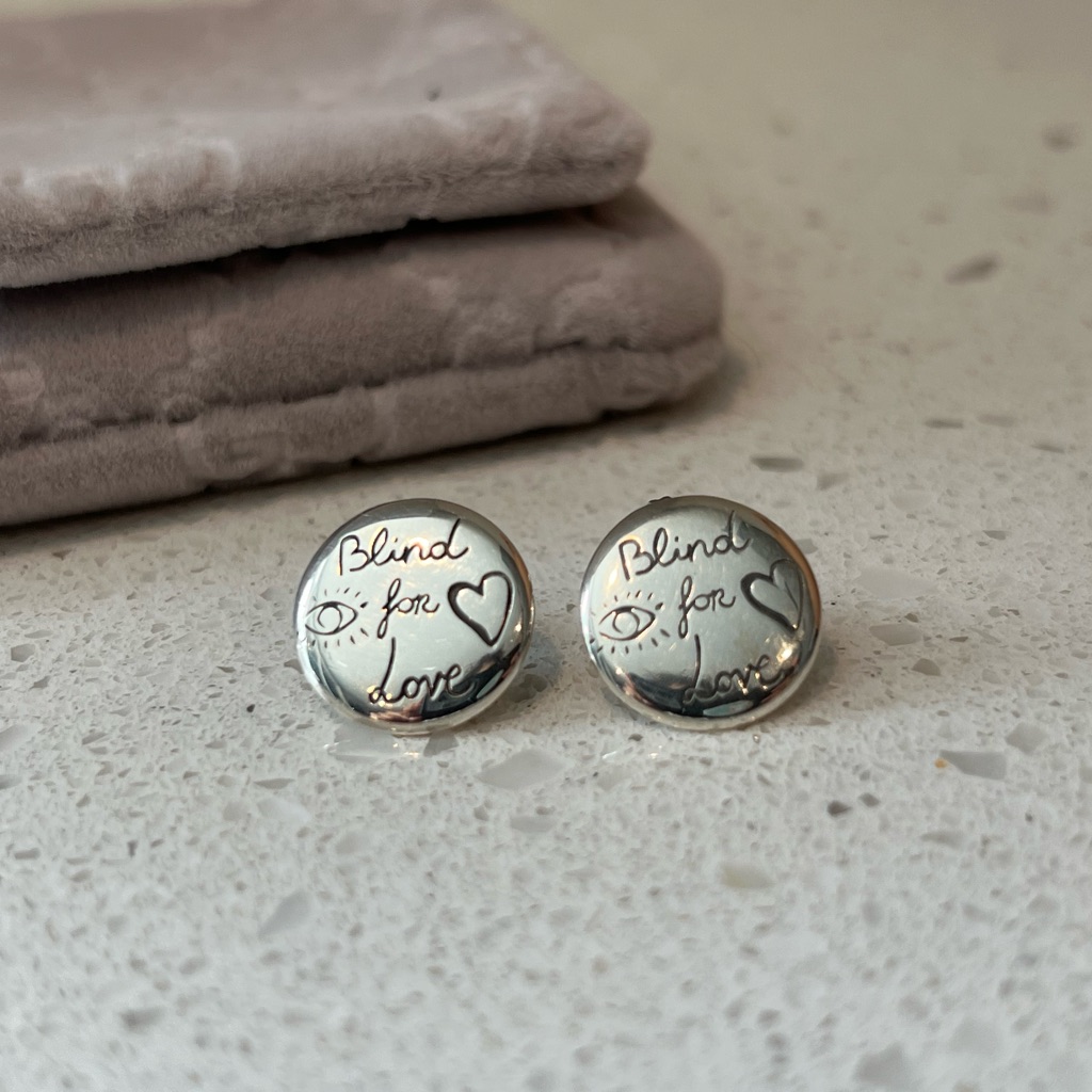 Gucci Silver Blind For Love Round Earrings